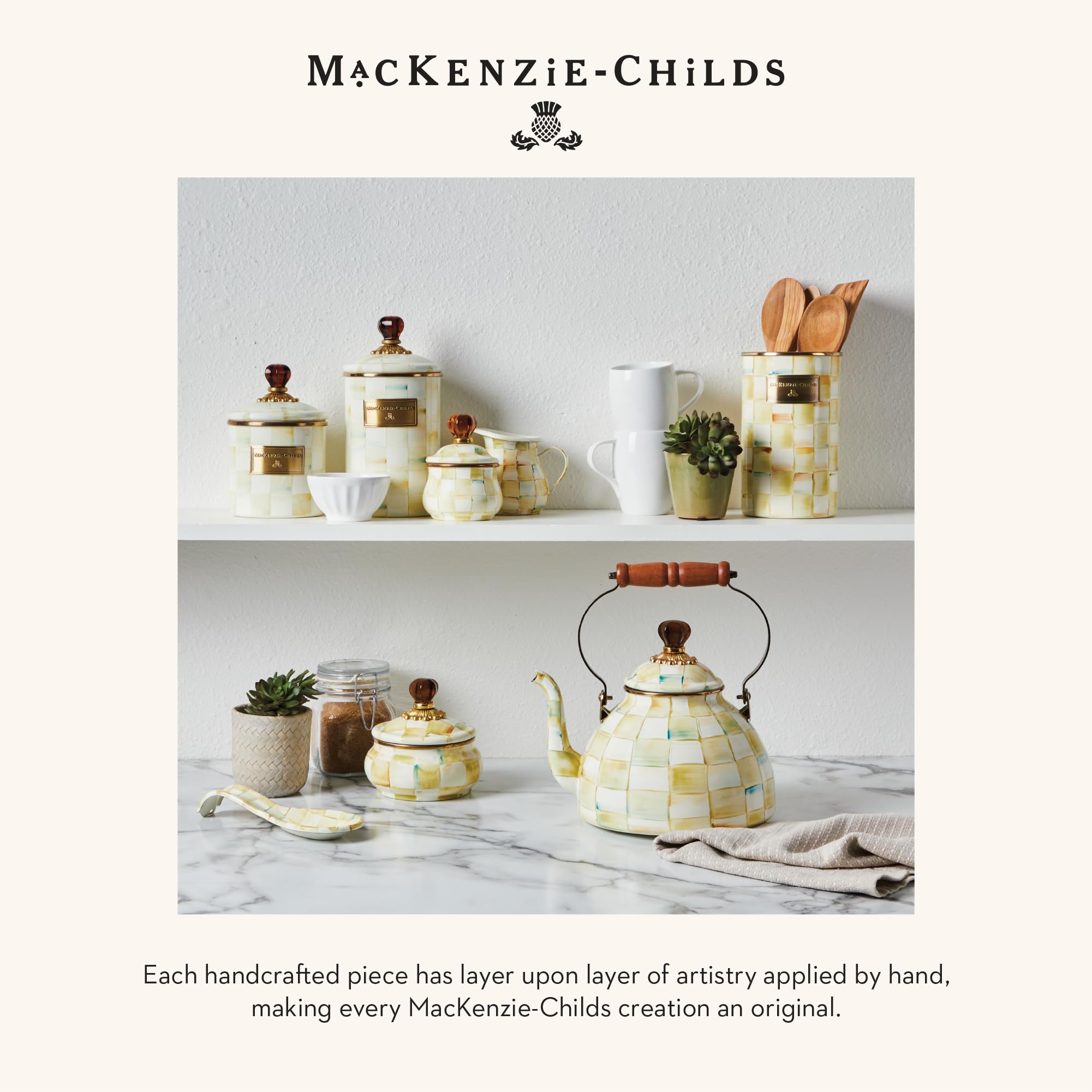 Amazon.com: MACKENZIE-CHILDS Parchment Check Enamel Canister